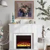 Gabinete Decorativo de Chimenea Negro Vintage Estilo Francés para Sala de Estar, Estante de Entrada Electrónico con Llama Simulada Estilo Europeo y Americano