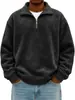 Sudadera de punto con media cremallera de color liso desgastada para hombre, estilo europeo y americano, nueva para Otoño e Invierno 2025, casual, holgada, con solapa
