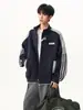 Sudadera con Capucha de Estilo Universitario a Rayas de Peso Pesado para Hombres y Mujeres Otoño Tendencia Marca Bloque de Color Chaqueta Casual Ropa Exterior Cárdigan Suelto Desconstruido