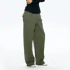Calça Cargo Casual Tapered com Botão Ajustável RAREL Preto/Verde Cáqui Calças Casuais Lavadas Japonesas Wide-Leg