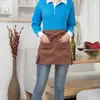 Ropa de Trabajo, Mandil de Media Cintura, Mandil de Media Cintura para Mesero, Mandil de Trabajo para Cafetería y Casa de Té con Bolsillos, Pequeño Catering, Sin Mangas