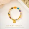 Azúcar Medio Vidrio Dorado Hilo de Mano Dorado Corazón de Azúcar Amarillo Ágata Riqueza Pulsera de Hilo Gris Fragante Porcelana Dopamina Pulsera de Temperamento Joyería Duobao