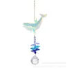 Apanhador de Luz Solar Concentrador de Luz Placa de Ferro Azul Cavalo-Marinho Baleia Golfinho Pingente de Cristal Sino de Vento para Jardim Fornecimento Transfronteiriço
