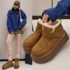 Botas de Nieve de Suela Gruesa para Aumentar la Altura para Mujer, Nuevo Estilo Otoño e Invierno 2026, Botines Cortos Estilo Birkenstock con Forro de Lana y Engrosados, Zapatos de Algodón Cálidos y Antideslizantes