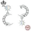 Amazon Hot Sale Sterling Silver S925 Brincos Pedal Star Wear Moon Fashion Brincos Platinados Aobao Zircon Brincos