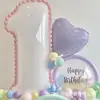 Serie Maca 32 pulgadas Blanco Cumpleaños Digital Película de Aluminio Set de Globos Látex Largo Forma de Arcoíris Regalo para Niña