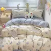 Cáñamo de Origen Vegetal Algodón Cepillado Espeso Algodón Lavado Algodón Amigable con la Piel Juego de Cuatro Piezas Funda de Edredón Individual Dormitorio de Estudiantes Juego de Tres Piezas