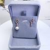 Accesorios de perlas DIY plata de ley S925 moda microincrustación aretes de botón con forma de pera aretes aretes 8-10 mm soporte vacío sin perlas