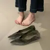 Temporada de Primer Encuentro~Tacones altos de terciopelo suave estilo francés con escote en V y punta fina para mujer, sencillos y elegantes, adecuados para el trabajo, efecto adelgazante, zapatos de salón bajos