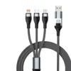 Cabo de Dados para Pesca 100W Trançado Grosso Dois para Três Carregamento Rápido Adequado para Apple Android Huawei Tablet Notebook