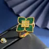 Anel de Trevo de Quatro Folhas da Sorte Europeu e Americano com Concha, Ágata e Diamante, Anel de Losango Simples e Versátil