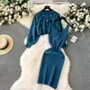 Suéter de Mujer Traje de Invierno Blusa de Manga Corta Larga Atuendo de Moda Chaleco de Tirantes Versátil Falda Vestido de Dos Piezas