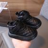 Zapatos altos de otoño e invierno para bebés y niñas, de suela suave, antideslizantes, para niños de 1 a 3 años, de algodón grueso y cálido con forro polar, zapatos de pan