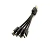 Cabo de Carregamento USB Estilo Macarrão Quatro em Um, Cabo Plano Multifuncional 1 para 4, Cabo de Dados Plano Tipo-C Quatro em Um 15cm