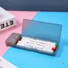 Estuche de Plástico para Lápices, Caja Sencilla para Empaquetar Papelería, Estuche de Doble Compartimento Esmerilado, Organización y Almacenamiento de Escritorio para Estudiantes