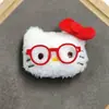 Tela de Dibujos Animados Conejo con Gafas Muñeca Gato Kt Sombrero a Cuadros Decoración Accesorios para el Cabello Bolsa para Zapatos Llavero Accesorios
