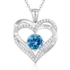 Collar Transfronterizo Europeo y Americano de Plata de Ley S925 para Mujer Doce Piedras de Nacimiento Colgante Corazón Eterno de Amazon Collar con Forma de Corazón