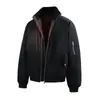 Chaqueta de Algodón Jack's para Hombre Color Noche Oscura Roja Corte Slim Tres Pruebas Cálida Cuello Alto Chaqueta de Vuelo Abrigo de Algodón