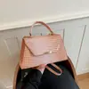 Bolso pequeño cuadrado de color degradado para mujer, sensación de alta gama, estampado de cocodrilo, retro, versátil, bolso de un solo hombro, simple, moderno, bolso cruzado