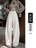 Pantalones de Mujer de Terciopelo Acolchado con Corte Curvo 2026 Nuevo Otoño/Invierno de Cintura Alta Adelgazantes Rectos Estrechos Casuales de Pierna Ancha