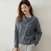 Nuevo estilo de cárdigan de punto para mujer para otoño e invierno con apertura diagonal, suéter de cachemira de manga larga, abrigo elegante, abrigo grueso de suéter