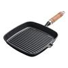 Sartén de hierro fundido para filetes de Source Factory, sin revestimiento, antiadherente, para uso doméstico, con rayas, de 24 cm, especial para freír filetes.