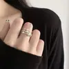 Anillo de Bola de Nueva Línea Nicho Estilo Coreano para Mujer, Anillo Abierto Cuadrado con Cruz Moda Retro, Anillo para Dedo Índice Hip-Hop