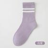 Calcetines Deportivos de Algodón 95% para Mujer, Primavera y Otoño, Fitness, Algodón de Longitud Media, Antiolor, Rayas Dobles para Mujer, Calcetines Largos para Correr