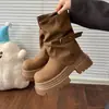 Botines Maillard cortos tipo Martin para mujer, nueva colección otoño/invierno 2025, color café, estilo británico, punta redonda retro, botines de suela gruesa