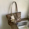 Bolsa Tote Simples de Moda Transfronteiriça Grande Capacidade 2025 Nova Bolsa de Ombro Portátil Bolsa para Deslocamento Bolsa de Axila da Moda