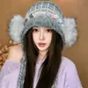 Gorro de Punto con Tassel Degradado de Moda para Mujer, Gorro de Hilo Peludo Cálido Pullover Otoño/Invierno, Hace que la Cara Parezca Más Pequeña, Gorro con Cubre Orejas