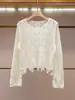 Shenzhen Nanyou Moda Femenina de Gama Alta Otoño Nuevo Trendy Chic Casual Adelgazante Hueco Suéter Corto de Punto Top