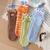 Estilo Otoño e Invierno Braguita de Bikini Calcetines de Dibujos Animados Pez Feo Calcetines de Dormir Felpa Espesos Cálidos Lindos Sin Costuras