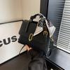 Bolsa Feminina Bolsa Feminina Nova Textura Simples Tendência Pequena Quadrada Bolsa de Ombro Xadrez Feminina de Outono Bolsa de Mão Casual