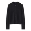 Nuevo Cardigan de Punto para Mujer 2026 Primavera/Verano 100% Lana Fina Hilo Yangzi Cuello Polo Manga Larga Color Sólido