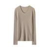Suéter de Gola U Outono e Inverno Feminino Suéter de Cashmere Feminino Gola Baixa Slim Aparência Emagrecedora Justo Suéter para Usar por Baixo Malha Pura de Cashmere