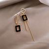 Pendientes Asimétricos de Acrílico Cuadrado con Borla Aguja de Plata Pendientes Simples Sencillos Europeos y Americanos Pendientes de Temperamento Elegante Venta al por Mayor