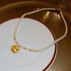 Collar de perlas estilo chino de Año Nuevo con carácter fu, bolsa de la suerte, retro, estilo nacional nicho temperamento, suéter de alta gama, collar para clavícula para mujer