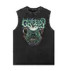 Camisa sem mangas masculina com estampa de Anime Yu-Gi-Oh!, Colete casual de verão, Camiseta fitness feminina lavada retrô