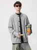 Cardigan de Tricô Botão Frontal Color Block Retro Americano para Homens, Outono Preguiçoso Solto Casual Versátil Tricô