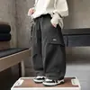 Calça de algodão curva para meninos, primavera e outono, estilo coreano, estilosa e versátil, calça cargo solta, calça comprida de bebê, comércio exterior