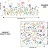 Pegatinas de Pared de Flores, Flores Silvestres y Mariposas en Acuarela, Flores y Mariposas en Acuarela Estilo Bosque, Margaritas Coloridas, Decoración Autoadhesiva