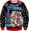 Novas Blusas de Moletom Redondas para Outono e Inverno de Natal Masculinas e Femininas Amazon Transfronteiriças com Estampa 3D Casuais Largas com Forro de Lã para Homens