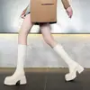 Botas Altas de Tacón Blanco Chuyuji para Mujer 2026, Botas que Aumentan la Altura para Mujeres Petites, Botas Altas de Montar