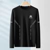 Camiseta de manga larga de otoño para adolescentes, camisa básica estampada de talla grande para hombre, camiseta holgada sencilla con cuello redondo, ropa de tendencia superior