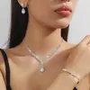 Conjunto de Joias Statement de Casamento da Moda Para Mulheres Noivas Minimalista Pingente Gota de Zircônia Cúbica Colar e Brincos Pendentes de Strass Marquise Festa de Formatura Concurso de Beleza Dia dos Namorados Presentes de Noivado