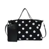 Bolsa Tote de Nylon com Bolinhas Estilo Coreano Nova para Primavera e Verão 2026 com Múltiplos Compartimentos, Grande Capacidade, Versátil para o Dia a Dia, Bolsa de Ombro Único