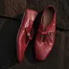 Sapatos Mary Jane Laváveis de Couro de Cavalo para Mulheres, Sapatos de Boca Rasa de Calçar, Couro Genuíno por Dentro e por Fora, Bico Redondo, Sapatos Planos Confortáveis, Sapatos de Fivela Única para Mulheres