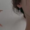 Ping An Lock Línea de Oreja Cadena de Oreja Retro Aretes Candado Auspicioso Ruyi Étnico Marea Nacional Borla Larga Aretes Candado Larga Vida Mujer