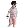 Ropa para Niños Traje de Verano para Niños 2026 Nuevo Estilo Camisa Tie-Dye Casual Estilo Campus Universitario Conjunto de Dos Piezas Moderno